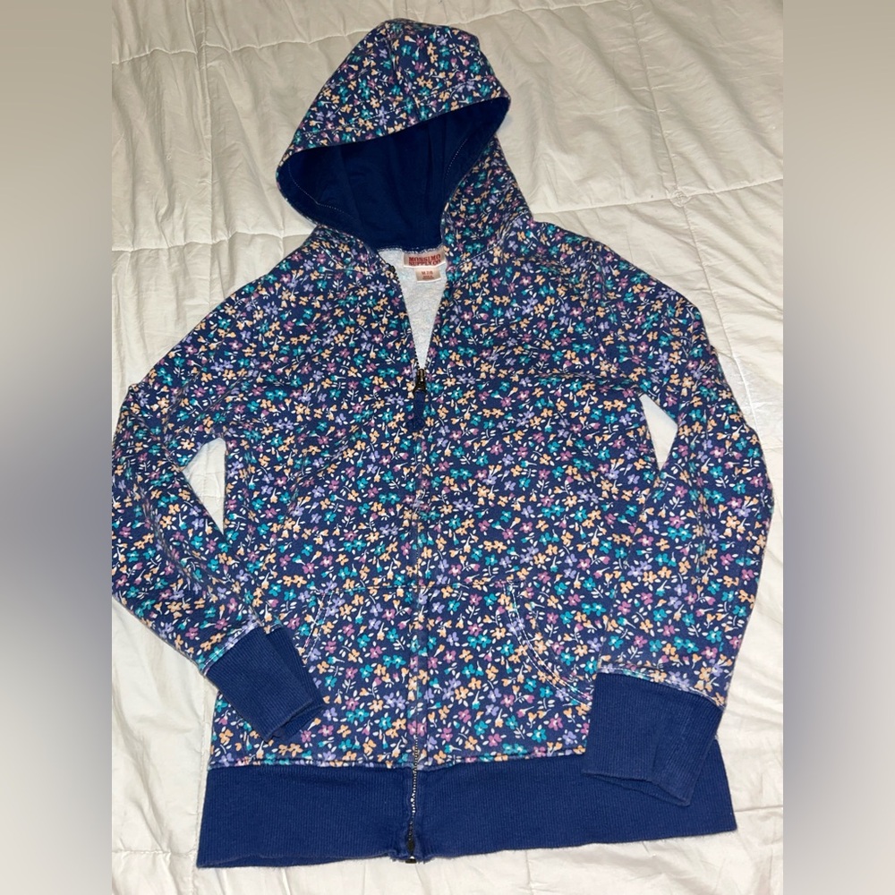 Girls Size 7/8 Mossimo Supply Co Blue Floral Hooded Zip Up